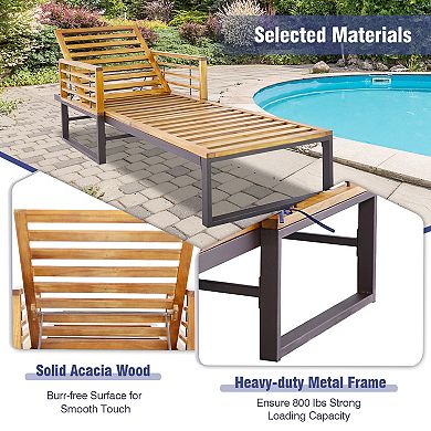 Costway Patio Cushioned Chaise Lounge Chair Adjustable Reclining Lounger Navy 800 lbs