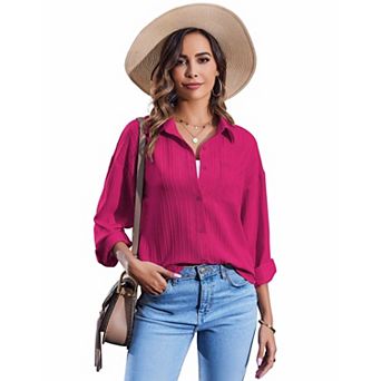 Zeagoo Womens Button Down Shirt Casual Long Sleeves Loose