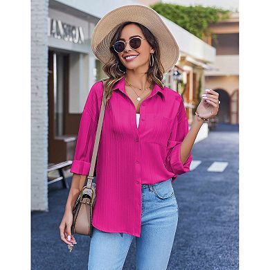 Zeagoo Womens Button Down Shirt Casual Long Sleeves Loose