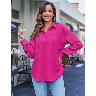 Zeagoo Womens Button Down Shirt Casual Long Sleeves Loose