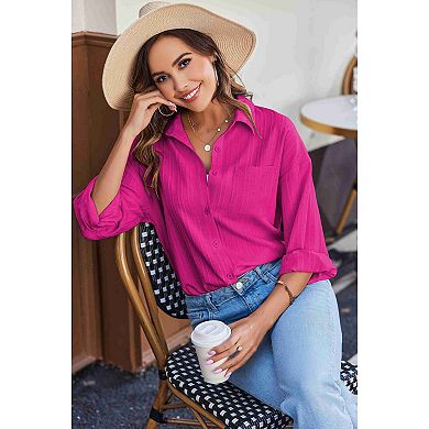 Zeagoo Womens Button Down Shirt Casual Long Sleeves Loose