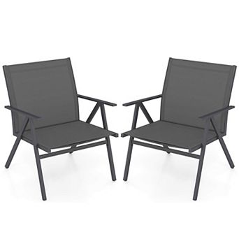 Costway Patio Chairs with Breathable Mesh Fabric and Metal Frame 350LBS Capacity