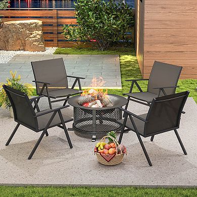 Costway Patio Chairs with Breathable Mesh Fabric and Metal Frame 350LBS Capacity