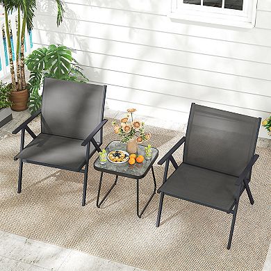 Costway Patio Chairs with Breathable Mesh Fabric and Metal Frame 350LBS Capacity