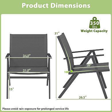 Costway Patio Chairs with Breathable Mesh Fabric and Metal Frame 350LBS Capacity