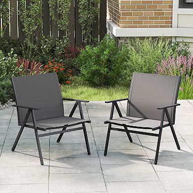 Costway Patio Chairs with Breathable Mesh Fabric and Metal Frame 350LBS Capacity