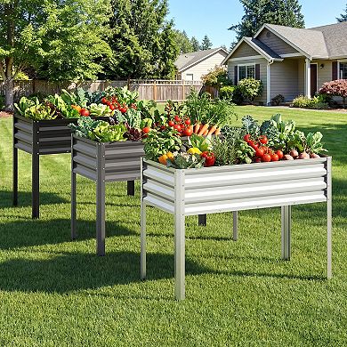 Costway Raised Garden Bed with Legs, Electro-Coating Metal Large Elevated Planter Box