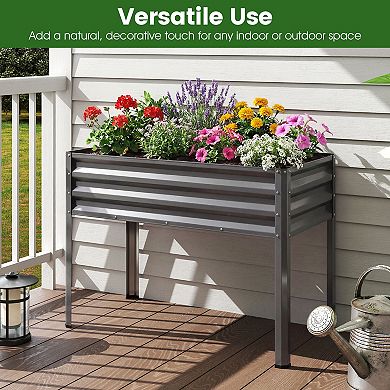 Costway Raised Garden Bed with Legs, Electro-Coating Metal Large Elevated Planter Box