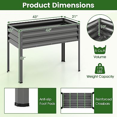 Costway Raised Garden Bed with Legs, Electro-Coating Metal Large Elevated Planter Box
