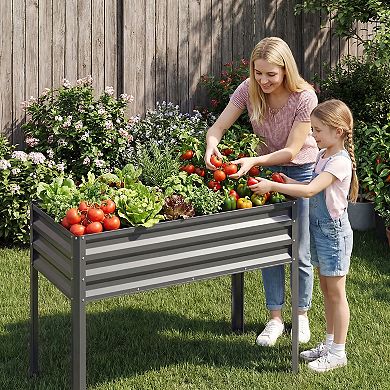 Costway Raised Garden Bed with Legs, Electro-Coating Metal Large Elevated Planter Box
