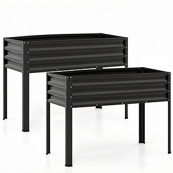 Costway Raised Garden Bed with Legs, Electro-Coating Metal Large Elevated Planter Box