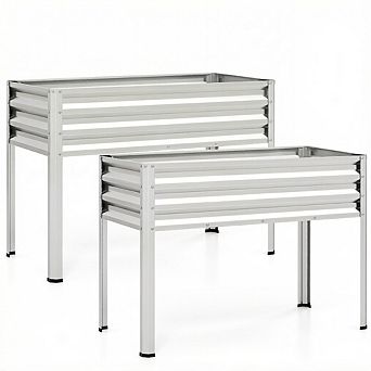 Costway Raised Garden Bed with Legs, Electro-Coating Metal Large Elevated Planter Box