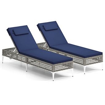 Costway Patio Chaise Lounge Chair with 6-Level Adjustable Backrest Removable Cushion