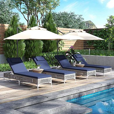 Costway Patio Chaise Lounge Chair with 6-Level Adjustable Backrest Removable Cushion