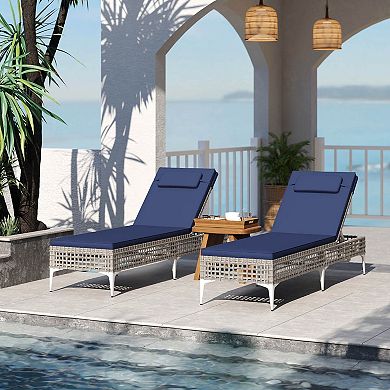 Costway Patio Chaise Lounge Chair with 6-Level Adjustable Backrest Removable Cushion