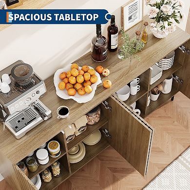 Fluted Sideboard Buffet Cabinet,Modern Storage Cabinet,Console Table,Wood Buffet Table