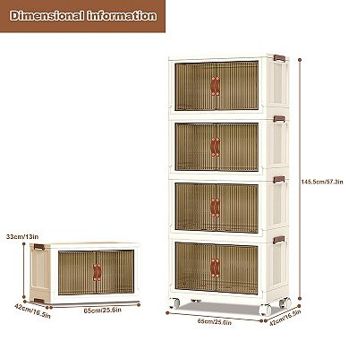 4 Tier Stackable Storage Bins,Plastic Storage Containers With Wheels,Closet Organizers And Storage