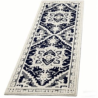 Retro Oriental Pattern Hallway Carpet, Elegant Textured Runner Mat for Indoor Entryway Decoration