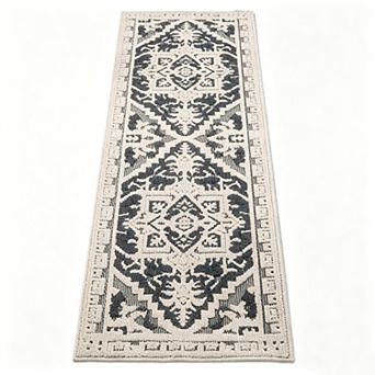 Retro Oriental Pattern Hallway Carpet, Elegant Textured Runner Mat for Indoor Entryway Decoration