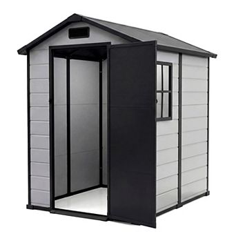 Plastic Outdoor Storage Shed With Floor,Window,Resin Shed,Outdoor Garden Shed,Waterproof Tool Shed