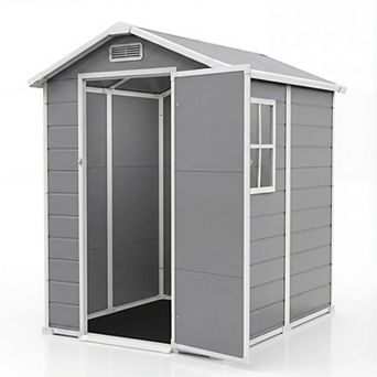 Plastic Outdoor Storage Shed With Floor,Window,Resin Shed,Outdoor Garden Shed,Waterproof Tool Shed