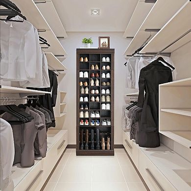 10 Tier Shoe Storage Cabinet, 10 Tier Tall Shoe Cabinet with Boots Racks and 27 Cubbies