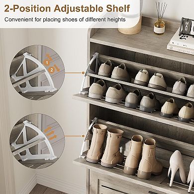 Shoe Cabinet Storage for Entryway, Narrow Shoe Cabinet with 3 Flip Drawers