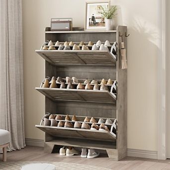 Shoe Cabinet Storage for Entryway, Narrow Shoe Cabinet with 3 Flip Drawers