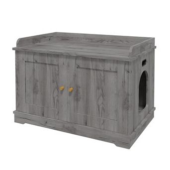 Cat Litter Box Enclosure,Hidden Litter Box Furniture End Table,Indoor Cat Washroom,Wooden Pet House