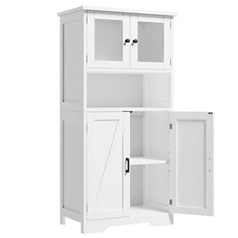 Tall Bathroom Cabinet,Freestanding Storage Cabinet,Modern Cupboard,Floor Cabinet With Glass Doors