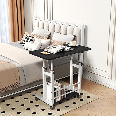 Mobile Standing Desk,Adjustable Height Computer Desk,Rolling Laptop Desk,Portable Stand Up Desk