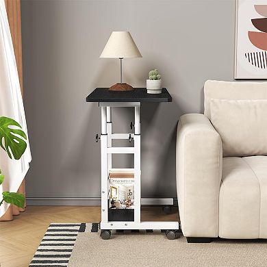Mobile Standing Desk,Adjustable Height Computer Desk,Rolling Laptop Desk,Portable Stand Up Desk