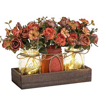 Mason Jar Centerpiece Table Decorations,Table Centerpiece Decor,Artificial Flowers Table Decor