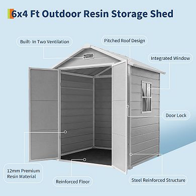 Plastic Outdoor Storage Shed With Floor,Resin Shed With Window,Garden Shed,Waterproof Tool Shed