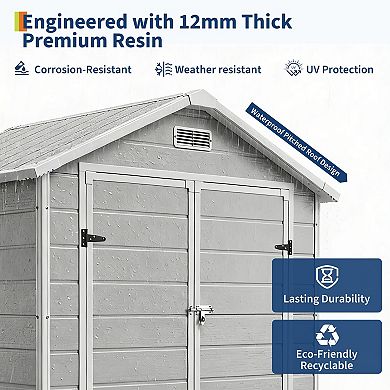 Plastic Outdoor Storage Shed With Floor,Resin Shed With Window,Garden Shed,Waterproof Tool Shed