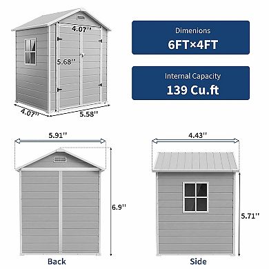 Plastic Outdoor Storage Shed With Floor,Resin Shed With Window,Garden Shed,Waterproof Tool Shed