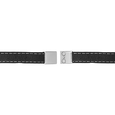 LYNX Men's Stainless Steel & Leather ID Bracelet