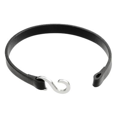 LYNX Men's Ion-Plated Stainless Steel & Black Leather Bracelet
