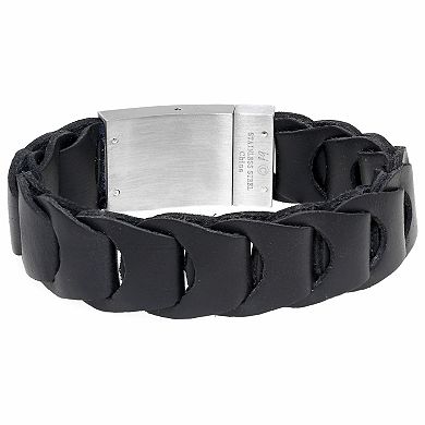 LYNX Men's Stainless Steel & Leather Bracelet