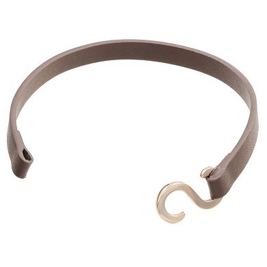 LYNX Men's Ion-Plated Stainless Steel & Brown Leather Bracelet