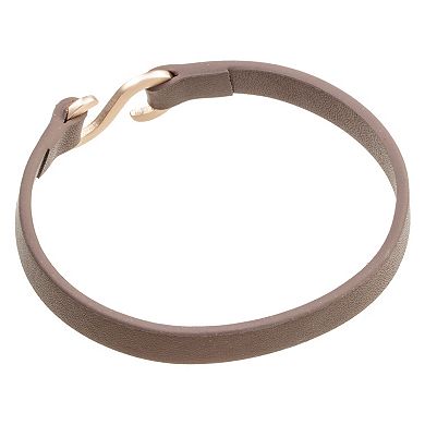 LYNX Men's Ion-Plated Stainless Steel & Brown Leather Bracelet