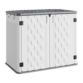 Outdoor Trash Can Storage Shed,Outdoor Storage Cabinet,Resin Horizontal Storage Shed,Storage Box