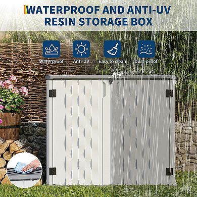 Outdoor Trash Can Storage Shed,Outdoor Storage Cabinet,Resin Horizontal Storage Shed,Storage Box