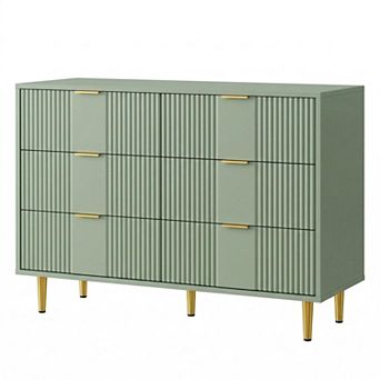 ANIXOL Modern 6 Drawer Fluted Dresser with Metal Handles