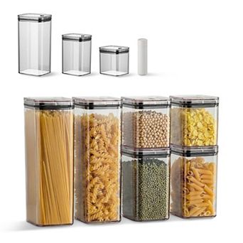 6 pc Vacuum Seal Jars with Lids, Airtight Food Storage Containers for Kitchen Pantry