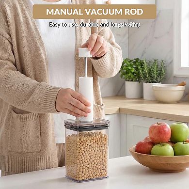 6Pcs Vacuum Seal Jars with Lids, Airtight Food Storage Containers for Kitchen Pantry
