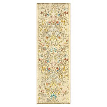 Floral Area Rugs, Washable Boho Forest Giverny Stain Resistant Non Slip Low Pile Carpet