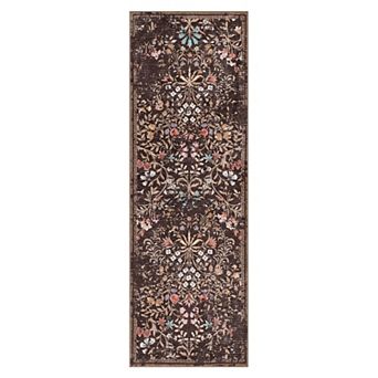 Floral Area Rugs, Washable Boho Forest Giverny Stain Resistant Non Slip Low Pile Carpet