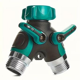 3/4" 2-Way Hose Splitter Adapter with Dual Shut-Off Valves