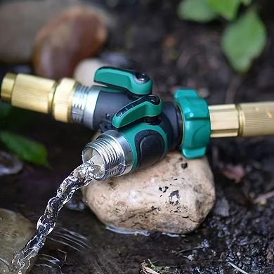 3/4" 2-Way Hose Splitter Adapter with Dual Shut-Off Valves